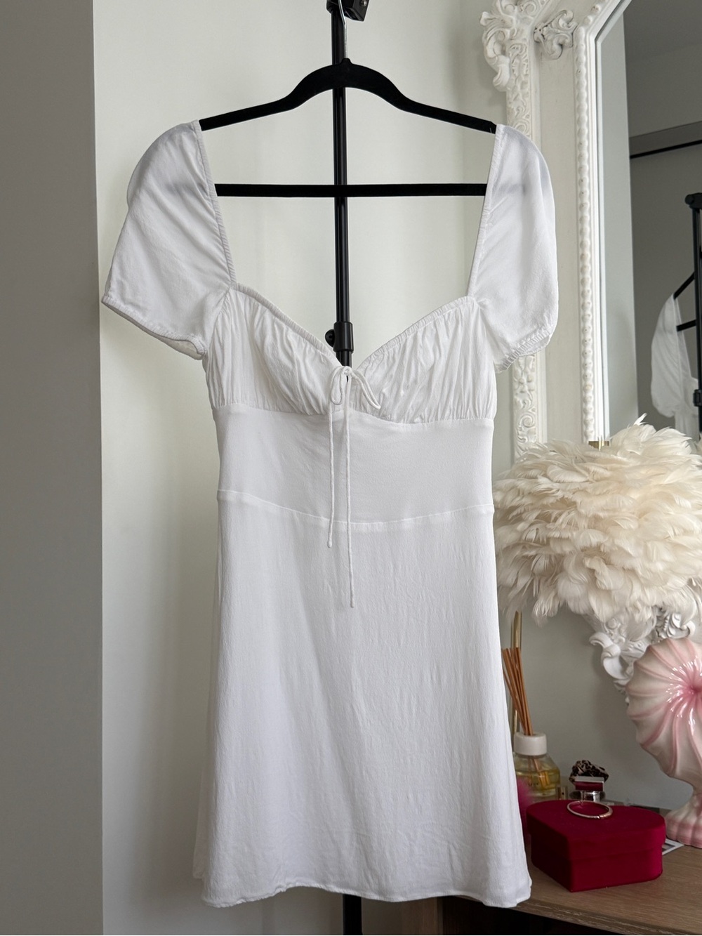 Aritzia Wilfred White Mini Milkmaid Dress